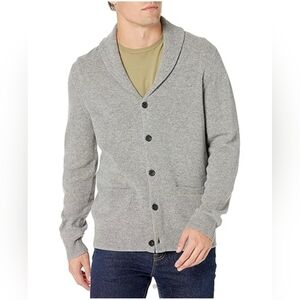 Goodthreads Mens Lambswool Shawl Collar Cardigan Sweater Grey Heather Size M NWT